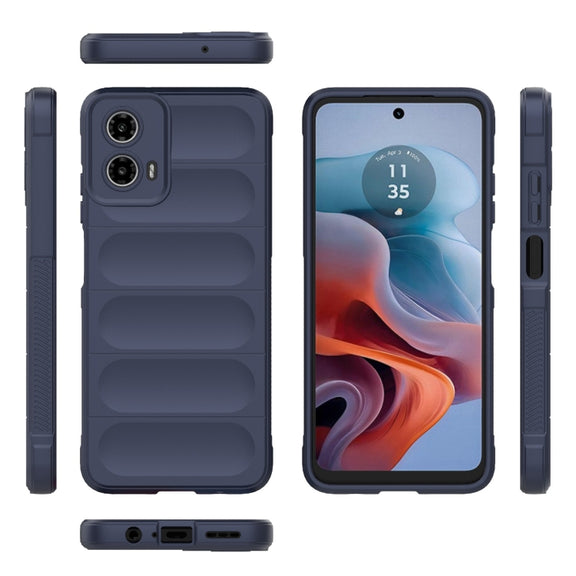For Motorola Moto G34 5G Magic Shield TPU + Flannel Phone Case(Dark Blue)