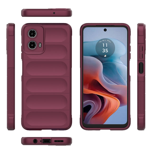 For Motorola Moto G34 5G Magic Shield TPU + Flannel Phone Case(Wine Red)