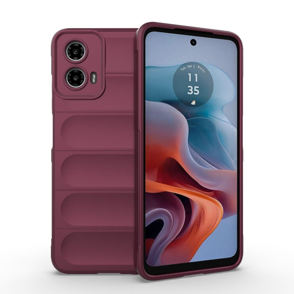 For Motorola Moto G34 5G Magic Shield TPU + Flannel Phone Case(Wine Red)