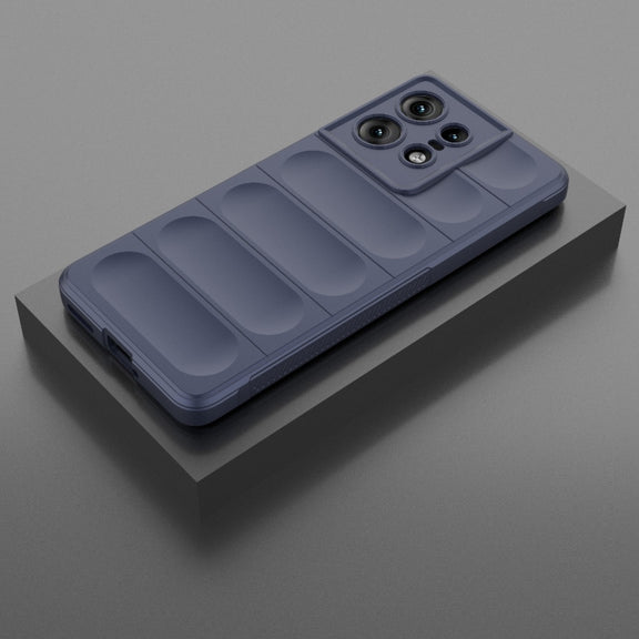 For Motorola Edge 50 Pro 5G Global Magic Shield TPU + Flannel Phone Case(Dark Blue)