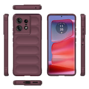 For Motorola Edge 50 Pro 5G Global Magic Shield TPU + Flannel Phone Case(Wine Red)
