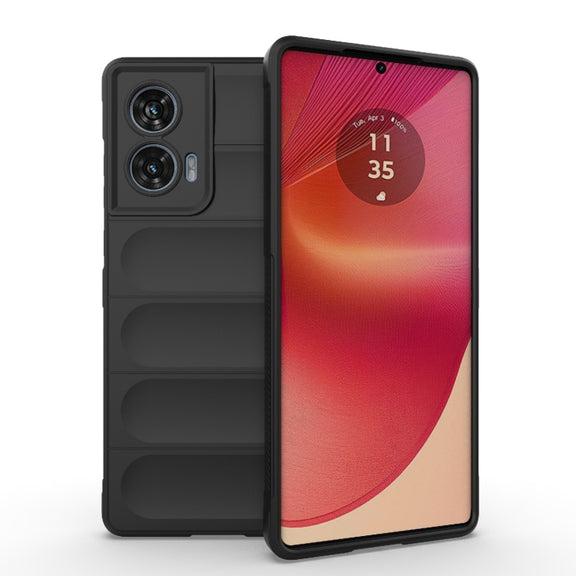 For Motorola Edge 50 Fusion 5G Global Magic Shield TPU + Flannel Phone Case(Black)