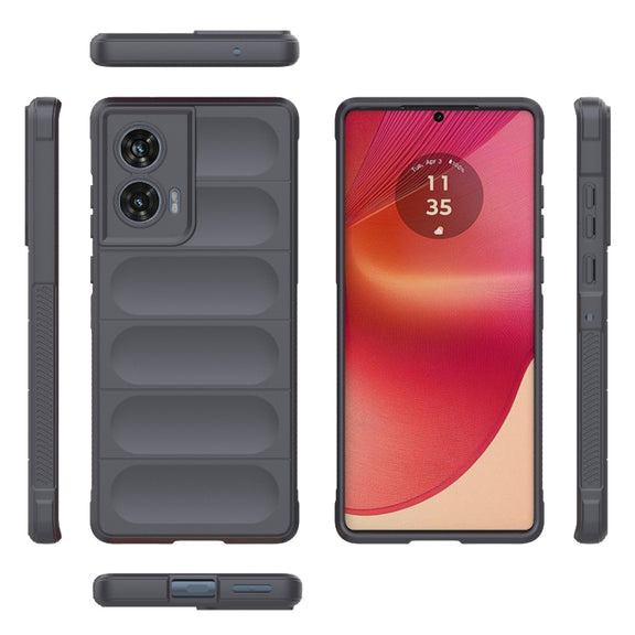 For Motorola Edge 50 Fusion 5G Global Magic Shield TPU + Flannel Phone Case(Dark Grey)