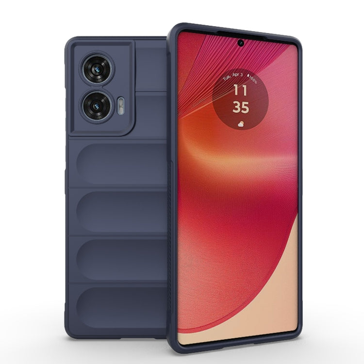 For Motorola Edge 50 Fusion 5G Global Magic Shield TPU + Flannel Phone Case(Dark Blue)