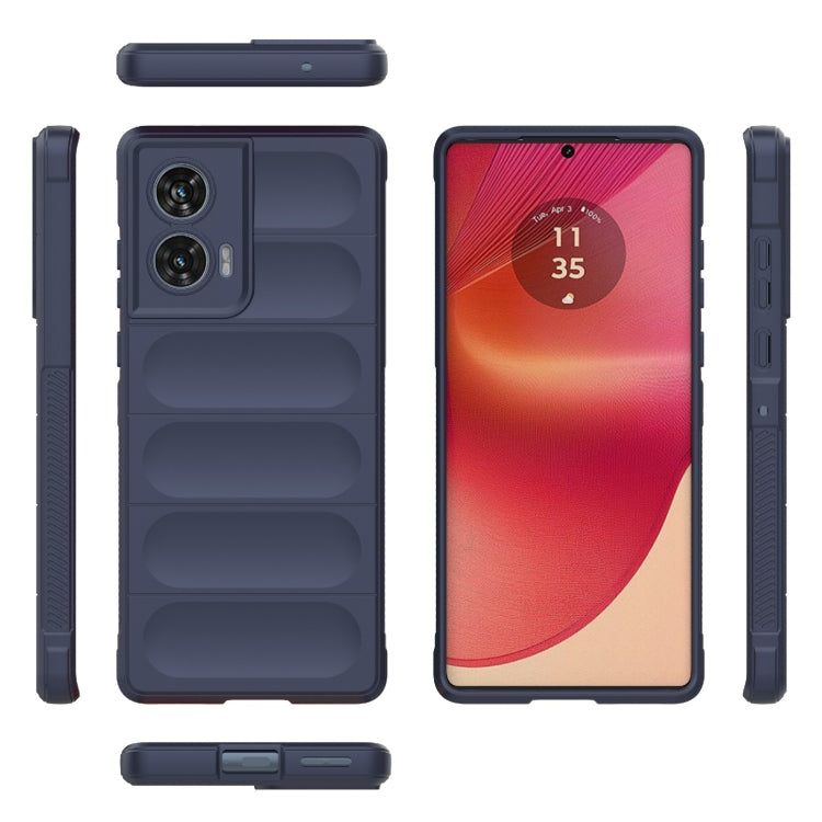 For Motorola Edge 50 Fusion 5G Global Magic Shield TPU + Flannel Phone Case(Dark Blue)