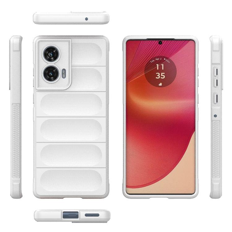 For Motorola Edge 50 Fusion 5G Global Magic Shield TPU + Flannel Phone Case(White)