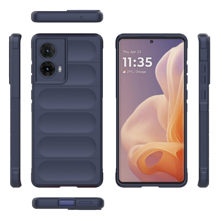 For Motorola Moto G85 5G Global Magic Shield TPU + Flannel Phone Case(Dark Blue)