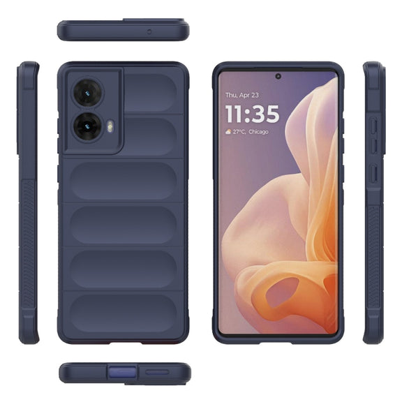 For Motorola Moto G85 5G Global Magic Shield TPU + Flannel Phone Case(Dark Blue)
