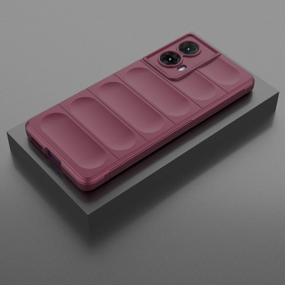 For Motorola Moto G85 5G Global Magic Shield TPU + Flannel Phone Case(Wine Red)
