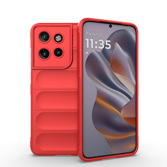 For Motorola Edge 50 Neo Magic Shield TPU + Flannel Phone Case(Red)