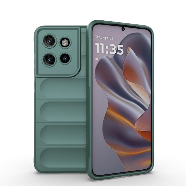For Motorola Edge 50 Neo Magic Shield TPU + Flannel Phone Case(Dark Green)