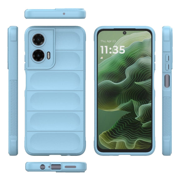 For Motorola Moto G35 5G Global Magic Shield TPU + Flannel Phone Case(Light Blue)