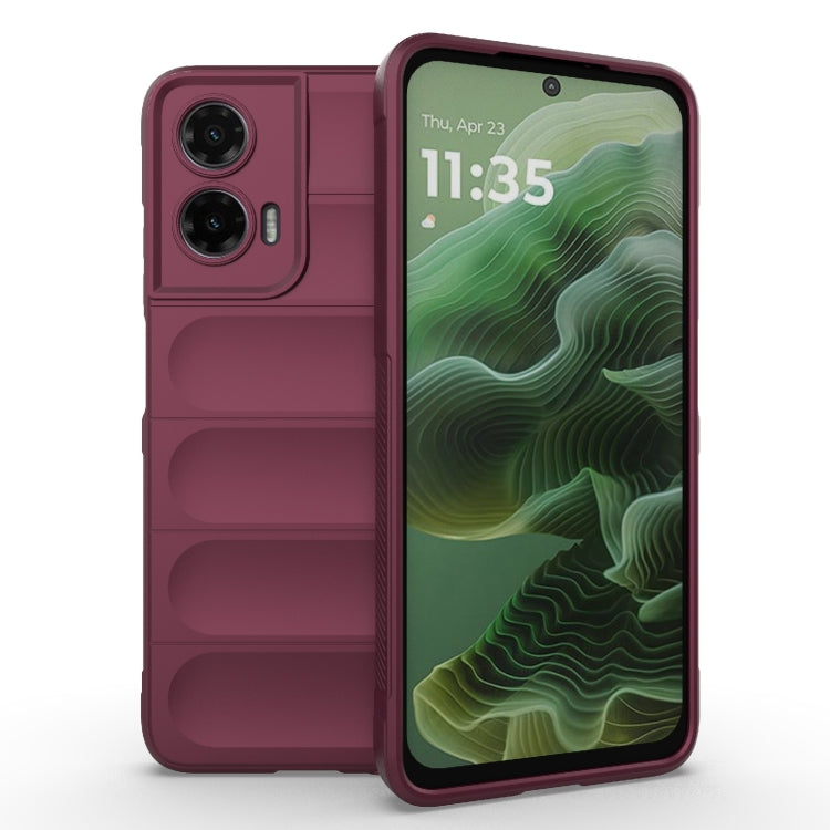 For Motorola Moto G35 5G Global Magic Shield TPU + Flannel Phone Case(Wine Red)