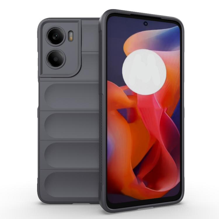 For Motorola Moto G05 4G / E15 Magic Shield TPU + Flannel Phone Case(Dark Grey)