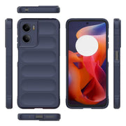 For Motorola Moto G05 4G / E15 Magic Shield TPU + Flannel Phone Case(Dark Blue)