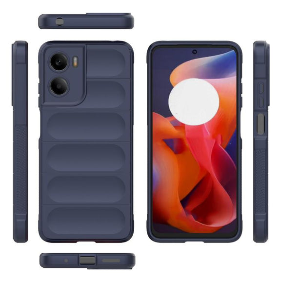 For Motorola Moto G05 4G / E15 Magic Shield TPU + Flannel Phone Case(Dark Blue)