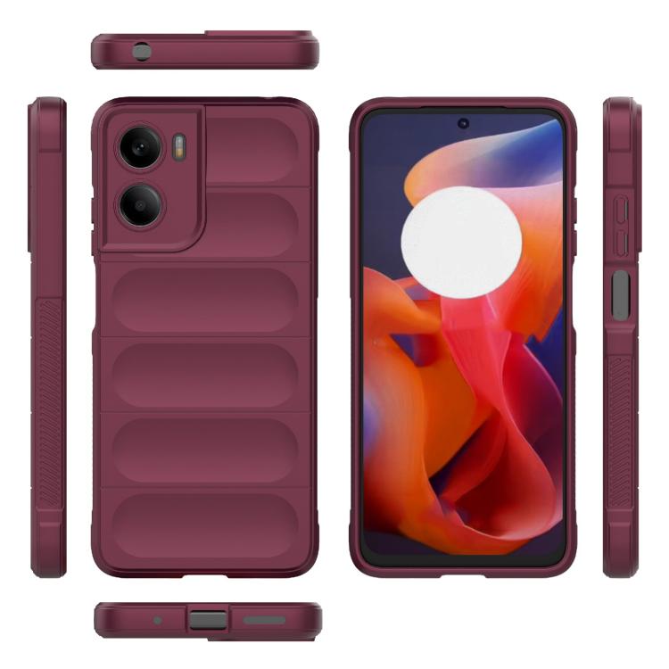 For Motorola Moto G05 4G / E15 Magic Shield TPU + Flannel Phone Case(Wine Red)
