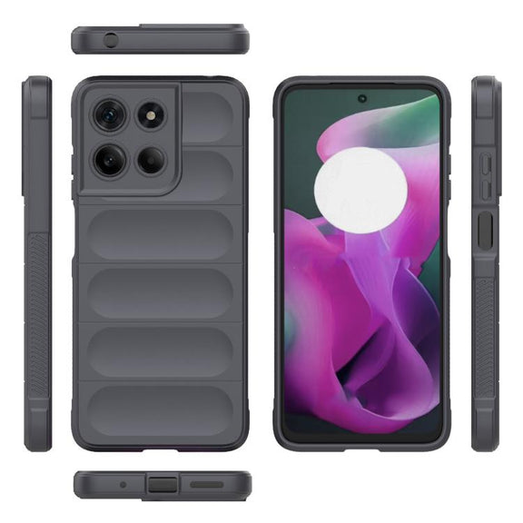 For Motorola Moto G15 4G Global Magic Shield TPU + Flannel Phone Case(Dark Grey)