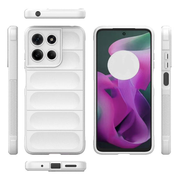 For Motorola Moto G15 4G Global Magic Shield TPU + Flannel Phone Case(White)