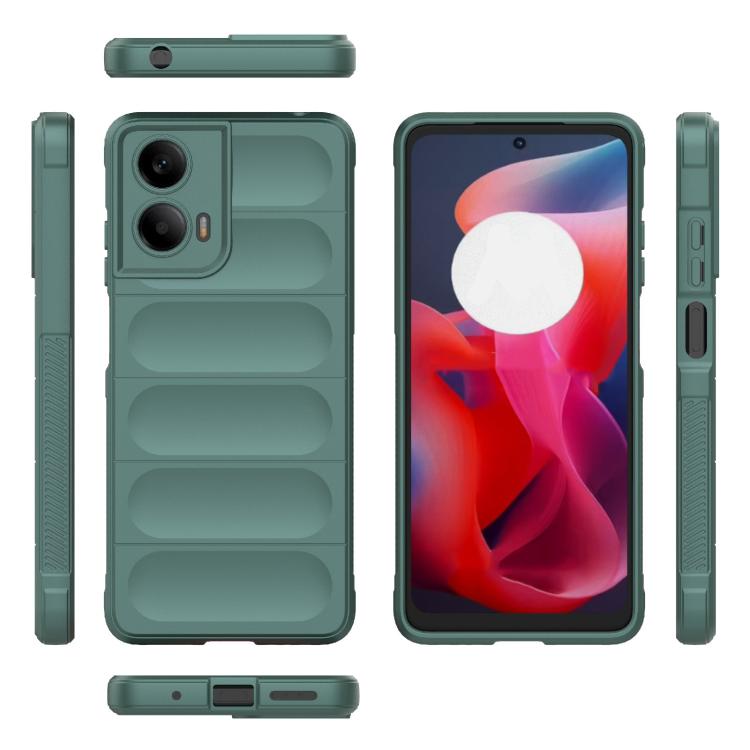 For Motorola Moto G24 4G Global Magic Shield TPU + Flannel Phone Case(Dark Green)