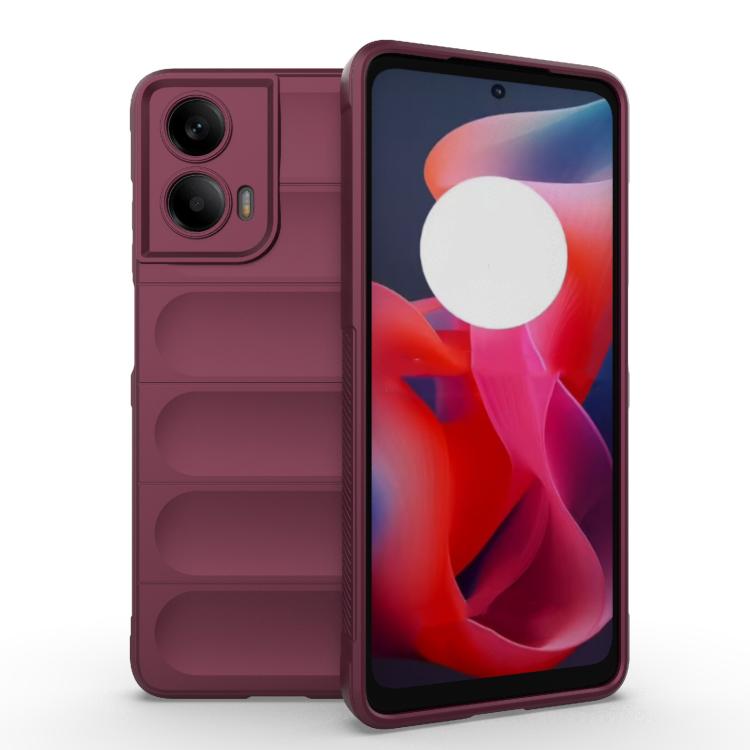 For Motorola Moto G24 4G Global Magic Shield TPU + Flannel Phone Case(Wine Red)