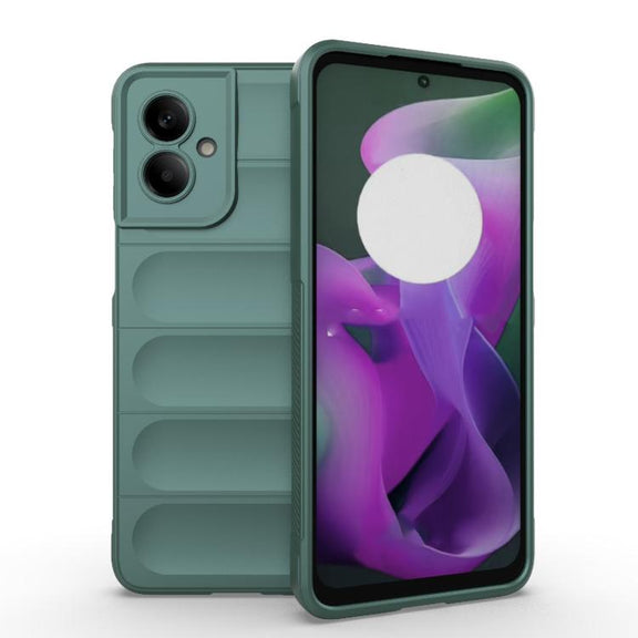 For Motorola Moto G55 5G Global Magic Shield TPU + Flannel Phone Case(Dark Green)