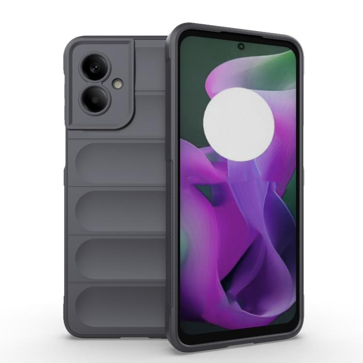 For Motorola Moto G55 5G Global Magic Shield TPU + Flannel Phone Case(Dark Grey)
