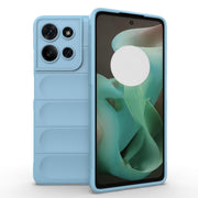 For Motorola Moto G75 5G Global Magic Shield TPU + Flannel Phone Case(Light Blue)