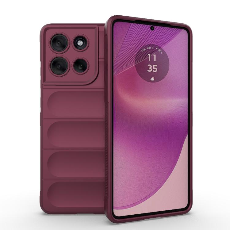 For Motorola Moto G86 5G Magic Shield TPU + Flannel Phone Case(Wine Red)