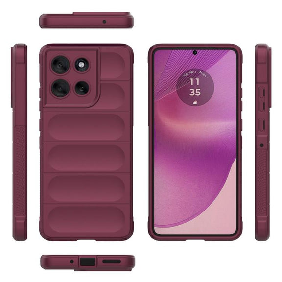 For Motorola Moto G86 5G Magic Shield TPU + Flannel Phone Case(Wine Red)
