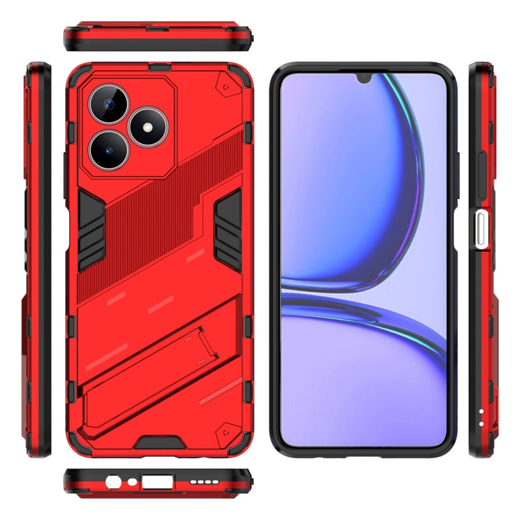 For Realme C53 4G Punk Armor 2 in 1 PC + TPU Phone Case with Holder(Red)