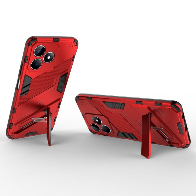 For Realme C53 4G Punk Armor 2 in 1 PC + TPU Phone Case with Holder(Red)