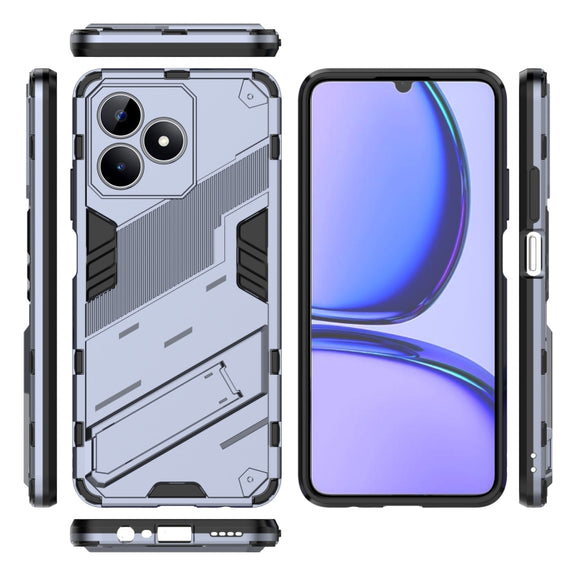For Realme C53 4G Punk Armor 2 in 1 PC + TPU Phone Case with Holder(Grey)