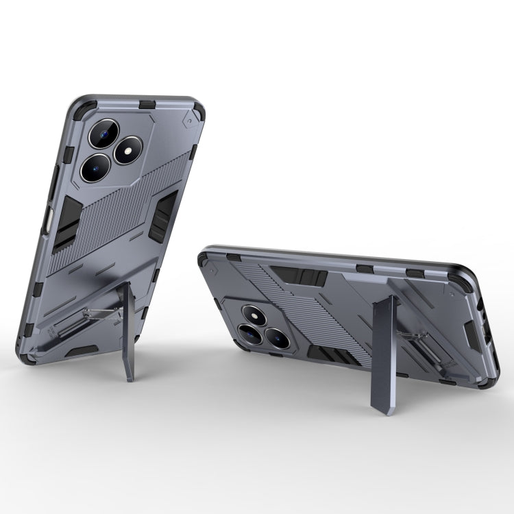 For Realme C53 4G Punk Armor 2 in 1 PC + TPU Phone Case with Holder(Grey)