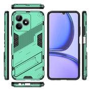 For Realme C53 4G Punk Armor 2 in 1 PC + TPU Phone Case with Holder(Green)