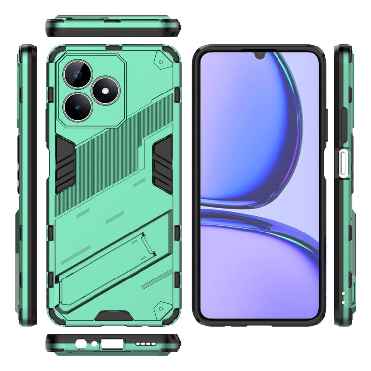 For Realme C53 4G Punk Armor 2 in 1 PC + TPU Phone Case with Holder(Green)