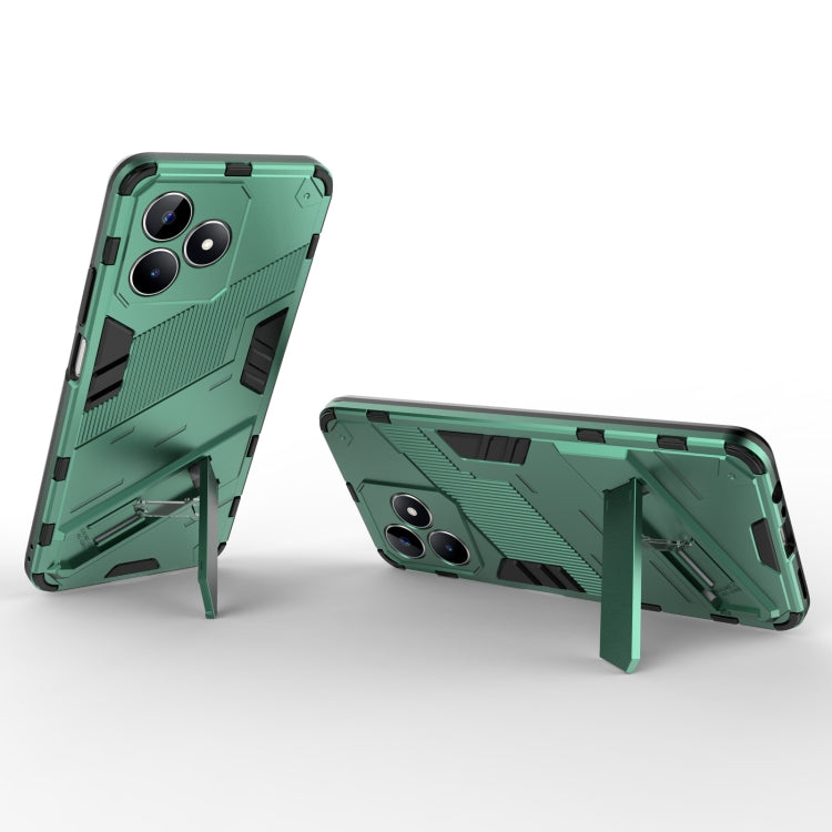 For Realme C53 4G Punk Armor 2 in 1 PC + TPU Phone Case with Holder(Green)