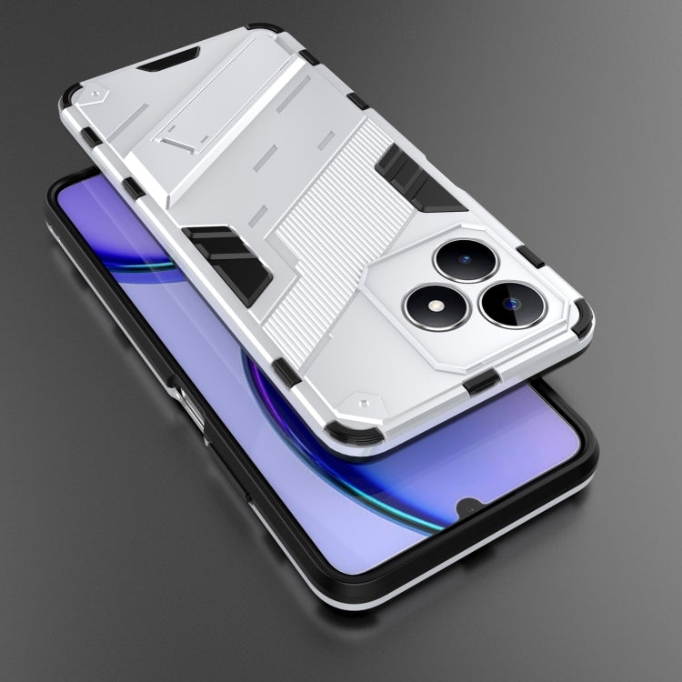 For Realme C53 4G Punk Armor 2 in 1 PC + TPU Phone Case with Holder(White)
