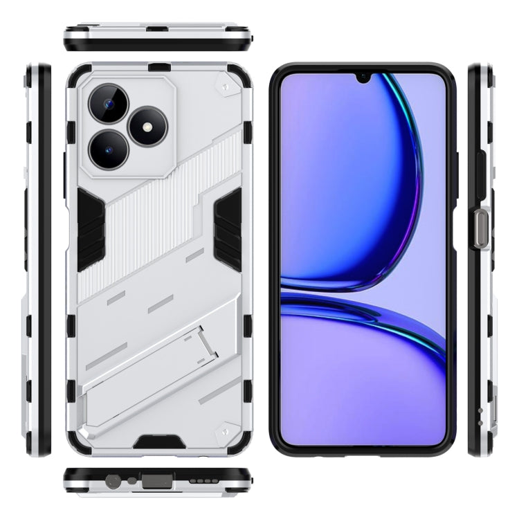 For Realme C53 4G Punk Armor 2 in 1 PC + TPU Phone Case with Holder(White)