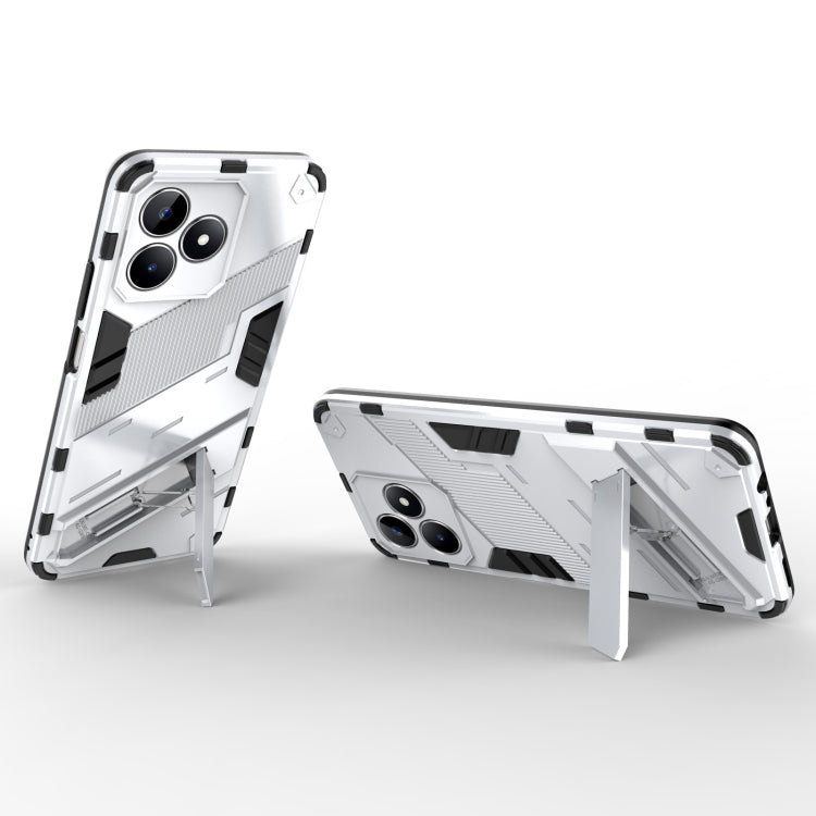 For Realme C53 4G Punk Armor 2 in 1 PC + TPU Phone Case with Holder(White)