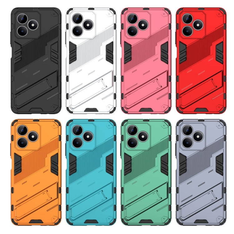 For Realme C53 4G Punk Armor 2 in 1 PC + TPU Phone Case with Holder(White)