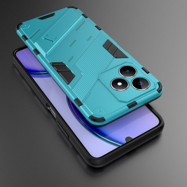 For Realme C53 4G Punk Armor 2 in 1 PC + TPU Phone Case with Holder(Blue)