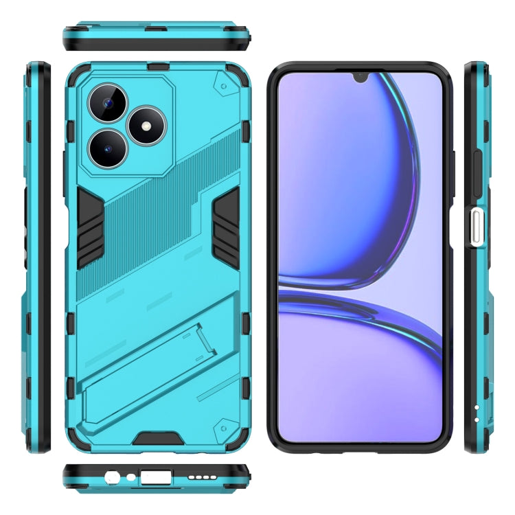 For Realme C53 4G Punk Armor 2 in 1 PC + TPU Phone Case with Holder(Blue)