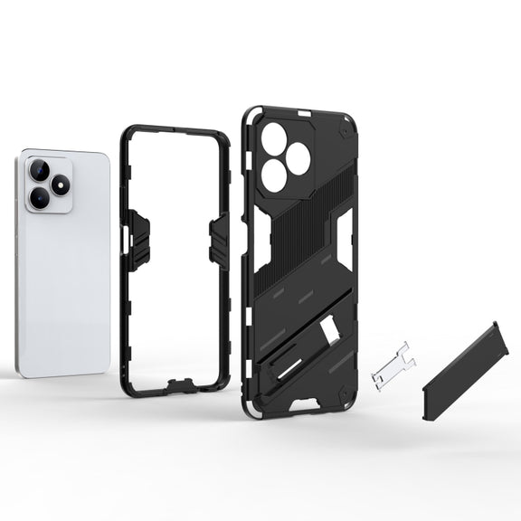 For Realme C53 4G Punk Armor 2 in 1 PC + TPU Phone Case with Holder(Blue)