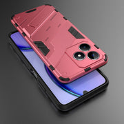 For Realme C53 4G Punk Armor 2 in 1 PC + TPU Phone Case with Holder(Light Red)