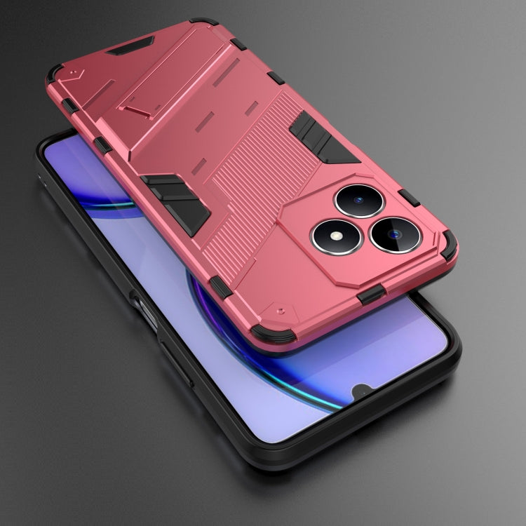 For Realme C53 4G Punk Armor 2 in 1 PC + TPU Phone Case with Holder(Light Red)