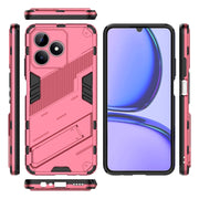 For Realme C53 4G Punk Armor 2 in 1 PC + TPU Phone Case with Holder(Light Red)