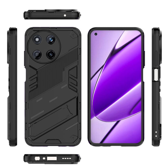 For Realme 11 4G Global Punk Armor 2 in 1 PC + TPU Phone Case with Holder(Black)