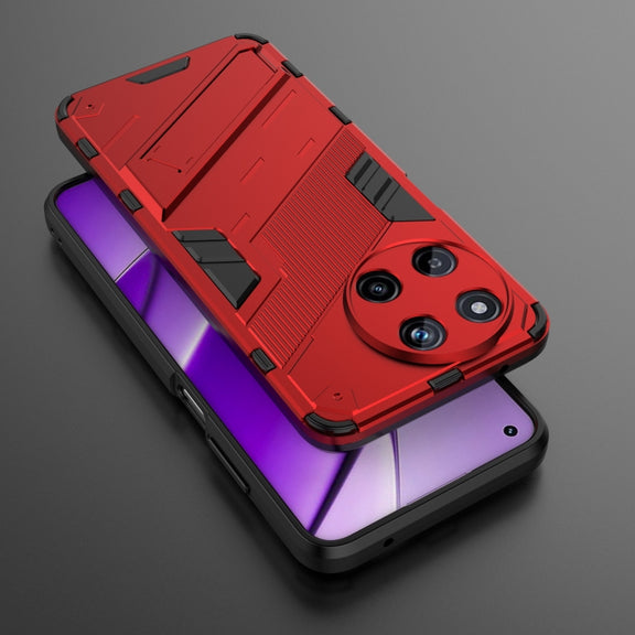 For Realme 11 4G Global Punk Armor 2 in 1 PC + TPU Phone Case with Holder(Red)
