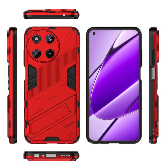 For Realme 11 4G Global Punk Armor 2 in 1 PC + TPU Phone Case with Holder(Red)